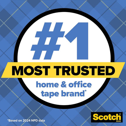 Scotch Wall-Safe Tape, 2 Refill Rolls, Clear Removable Wall Tape with Matte Finish for Hanging Photos, Art, and Décor, 3/4 in x 1,296 in