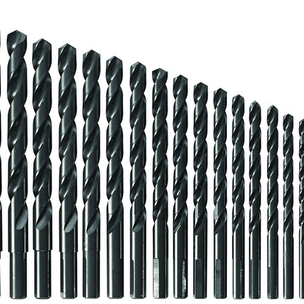 BOSCH BL29 29-Piece Assorted Set Three-Flat Shank Black Oxide Drill Bits with Included Case for Applications in Light-Gauge Metal, Wood, Plastic