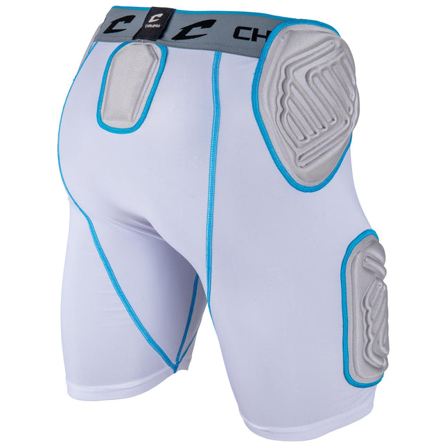 Pantalón Protector de Fútbol Americano con 5 Almohadillas para Niños Champro Bull Rush, Blanco, Talla S EE. UU.