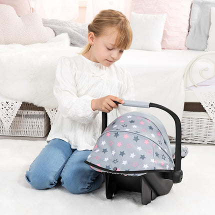 Bayer Design 67907AA Doll car seat, with sun canopy, adjustable handle, harness, for dolls up to 46 cm, attachable to Neo Vario, Xeo dolls prams, for children 3+ age