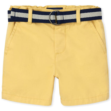 The Children's Place Short chino en twill avec ceinture pour bébés garçons et tout-petits, Banana Pudding, 2T