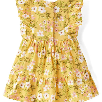 Vestido elegante con volantes para bebé niña y recién nacida The Children's Place, estampado floral Sunset Gold, 0-3 meses