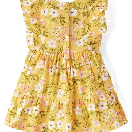 The Children's Place Baby Girls' and Newborn Ruffle Dressy Dress, Sunset Gold Floral, 3-6 Months