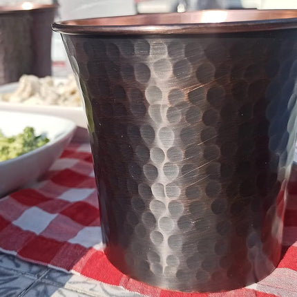 Dede Copper - CC Series (20 oz) - Handcrafted Drinking Cups or Serving Cold Beverages and Cocktail Mugs, Handmade Unlined Uncoated Pure Solid Copper Tumblers (Engraved-Antique)
