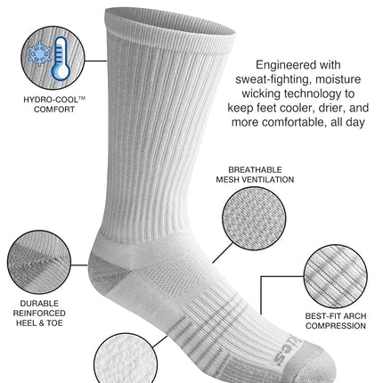Calcetines de tripulación con control de humedad Hydro-Cool para hombre Dickies, (6 pares)