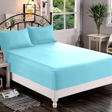 Elegant Comfort 1500 Premium Quality Fitted Sheet Ultra Soft 18-24 Inch Extra Deep Pocket - Single Fitted Sheet for High Mattress - Wrinkle Free with Smart Storage Pockets, Twin/Twin XL, Aqua Blue