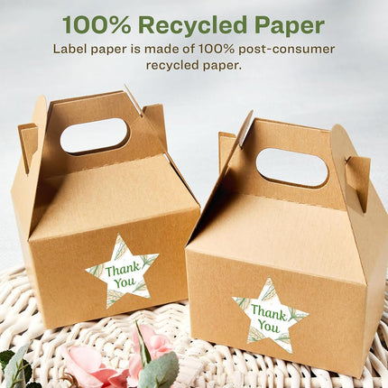 Avery EcoFriendly Matte White Recycled Star Labels, 2-1/4" x 2-3/8", Print-to-The-Edge, Matte White Labels, Permanent Adhesive, Laser/Inkjet Printable, 1,200 Total