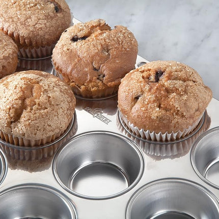 Fox Run 4868 Muffin Pan, 12 Cup, Stainless Steel