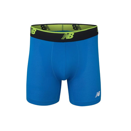 New Balance Men's Mesh 5" No Fly Boxer Brief, Athletic Compression Underwear (3 Pack), Team Royal/Hi-Lite/Bolt, Medium