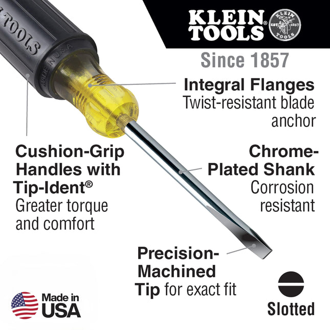 Klein Tools 85442 Screwdriver 2-Piece Set, Made in USA, 1/4 Keystone and #2 Phillips, Cushion Grip, Round and Square Shank, Heat Treated, Home Improvement
