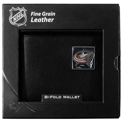 Billetera plegable de cuero Columbus Blue Jackets® en caja de regalo