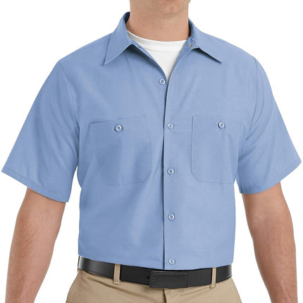 Red Kap Men's Industrial Work Shirt, Regular Fit, Short Sleeve Utility Button, Light Blue, XXL