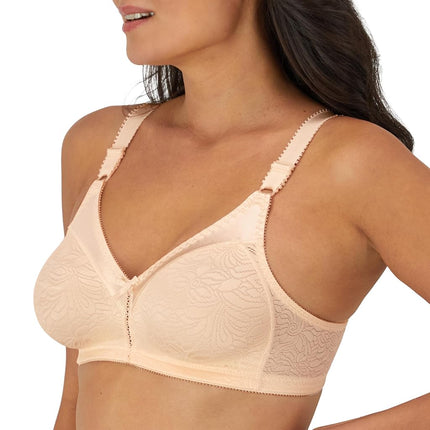 Bali Women's Double Support Wireless, Lace Bra with Stay-in-Place Straps, Full-Coverage, Porcelain, 42C
