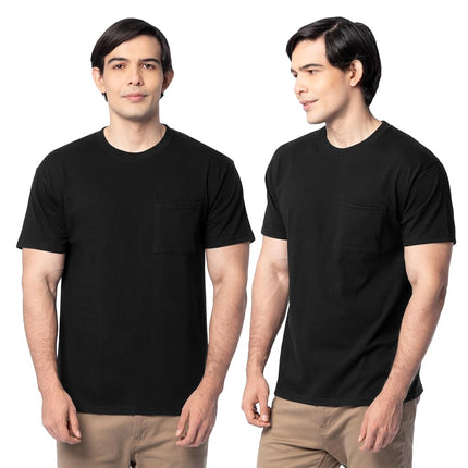 Fruit of the Loom Men's Eversoft Cotton T-Shirts (Regular and Big & Tall), Pocket-2 Pack-Black, X-Large
