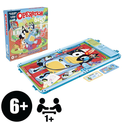 Operation Bluey Edition Board Game for Children – Electronic Talking Game with All-in-1 Carrying Case – 2 Ways to Play – 1+ Players – 10 Mins – Ages 6+ - English Version