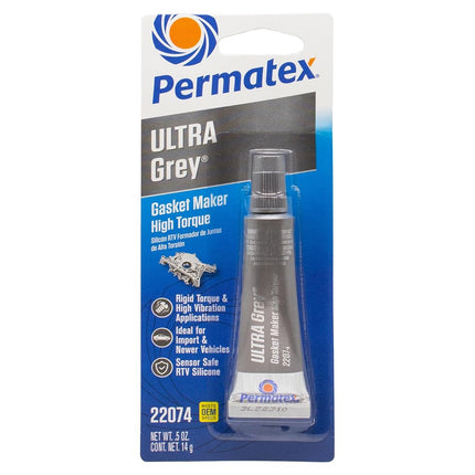 Permatex 82195-6PK Ultra Grey Rigid High-Torque RTV Silicone Gasket Maker - 13 oz., (Pack of 6)