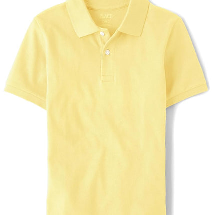 Polo piqué uniforme The Children's Place pour garçons, jaune neuf, T.G. US, jaune neuf, T.G.