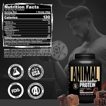 Universal Nutrition Animal Whey Isolate Loaded Whey Protein Powder Supplement, Brownie Batter, 4 Pound