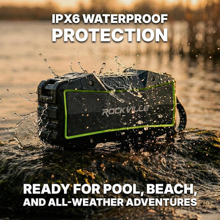 Rockville Rock Everywhere 15W Portable Bluetooth Speaker, IPX6 Waterproof, TWS Linking, Long Battery Life, Perfect for Outdoor Adventures and Home Use