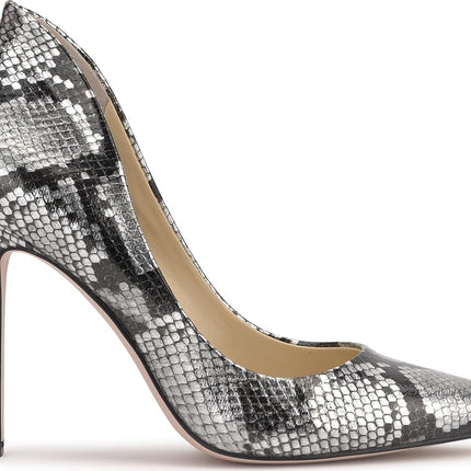 Jessica Simpson Women's Cambredge Pointed Toe Pump, Chrome Metallic Snake, 8