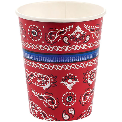 Oriental Trading Bandana Paper Cup 8-Pieces, Red