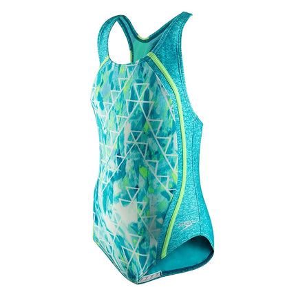 Speedo Girls' Swimsuit-Printed One Piece Thick Strap Racer Back, Capri Breeze - - 16 (Big Girls)