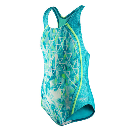 Speedo Girls' Swimsuit-Printed One Piece Thick Strap Racer Back, Capri Breeze - - 16 (Big Girls)