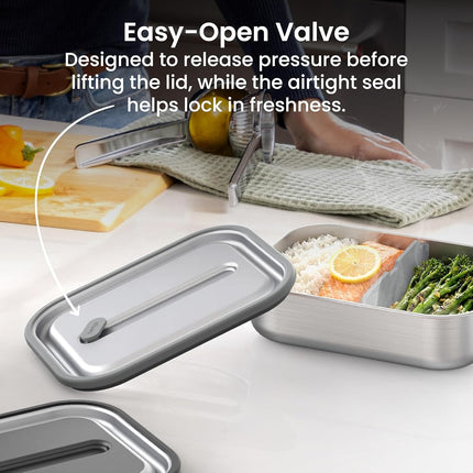 Bentgo Stainless - Leak-Proof Bento-Style Lunch Box with Removable Divider - Airtight Lid, Sustainable 5 Cup Capacity, Odor & Stain Resistant for On-the-Go Eating for Adults & Teens (Stainless Steel)