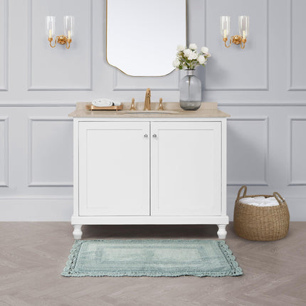 Laura Ashley Crochet Cotton 24x40 Bath Rug, Aqua