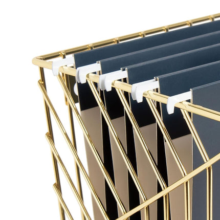 U Brands Metal Hanging File Organizer, Letter Size, Desktop Accessory, Vena Collection, Gold