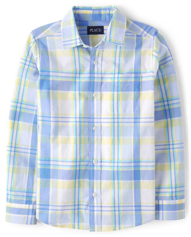 The Children's Place Boys' Long Sleeve Poplin Butt
