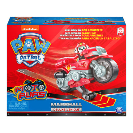 La Patrulla Canina Moto Pups Motocicletas | Motor de Retrofricción y Personajes, Figura: Marshall