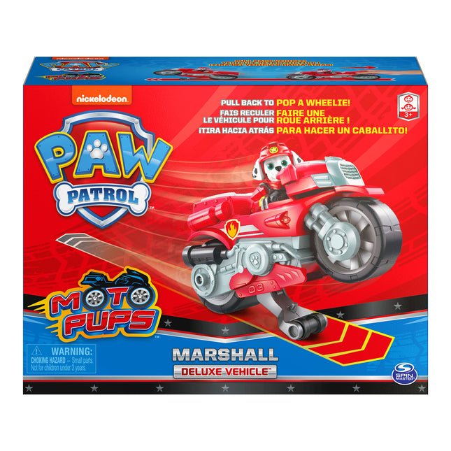 PAW PATROL Moto Pups Motorcycles | Pull Back Motor and Characters, Figure:Marshall