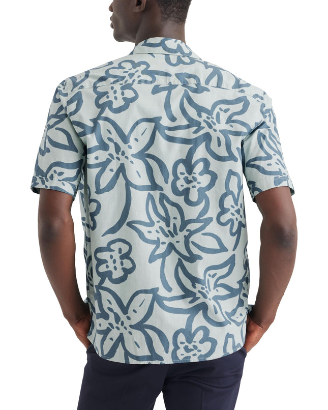 DOCKERS Mens Short Sleeve Camp Collar Shirt (Regular and Big & Tall), Green - Harbor Gray Mangrove (Slub), Large