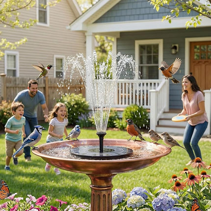 AISITIN 2.5W Solar Bird Bath Fountain Pump, Solar Fountain Pump for Bird Bath with 6 Nozzles, 6.7" Solar Powered Water Fountain Pump for Garden, Ponds, Pool, Fish Tank, Aquarium and Outdoor