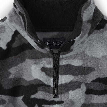 Chandail en molleton chaud à quart de zip pour garçons The Children's Place, motif camouflage douillet, très grand