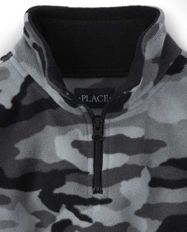 The Children's Place Boys' Warm Fleece Quarter Zip Pullover, Cozy Camo, XX-Large
