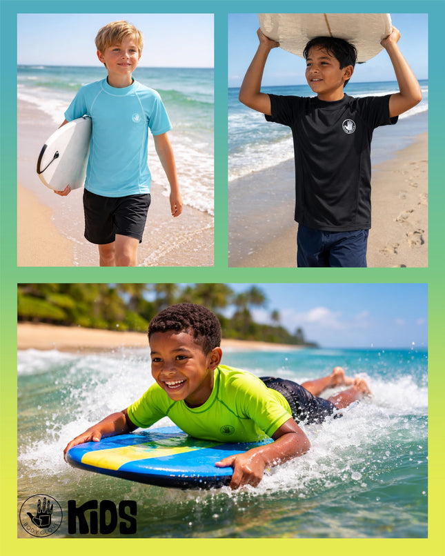 T-shirt de bain Body Glove pour garçons - Protection solaire UPF 50+ à séchage rapide, T-shirt anti-UV à manches courtes pour garçons, maillot de bain pour enfants (Tailles : 5-14), Manches courtes royales, 5