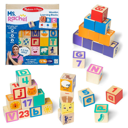 Melissa & Doug Ms. Rachel Letter, Number, and Game Learning Blocks | Educational Toys for Kids | 18+ Months - FSC Certified
