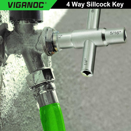 Viganoc 2Pc. 4 Way Sillcock Key Set, Utilities Key, Multi-Functional Water Key, Fits Most Sillcock, Stopcock, Water Spigots, Wall-Hydrant, Control Cabinet and Valves