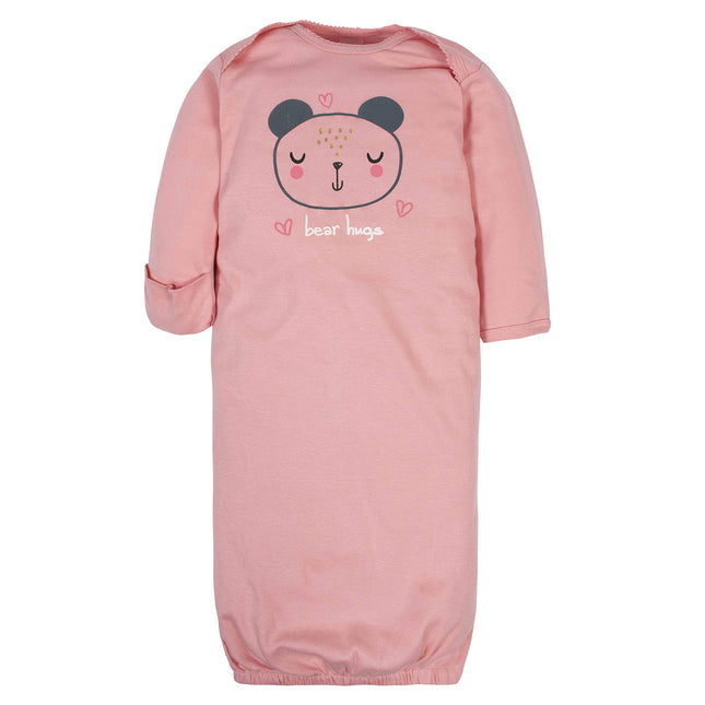 Paquete de 4 vestidos Gerber para bebés, oso rosa, prematuro