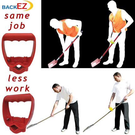 Back-Saving Tool Grip, Multi-Tool Handle, Labor-Saving Ergonomic Snow Shovel or Rake Handle Attachment, RED