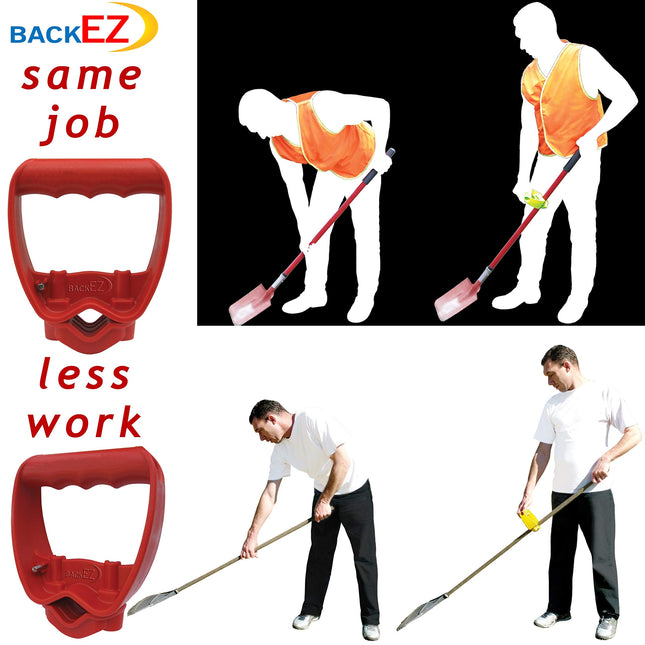 Back-Saving Tool Grip, Multi-Tool Handle, Labor-Saving Ergonomic Snow Shovel or Rake Handle Attachment, RED