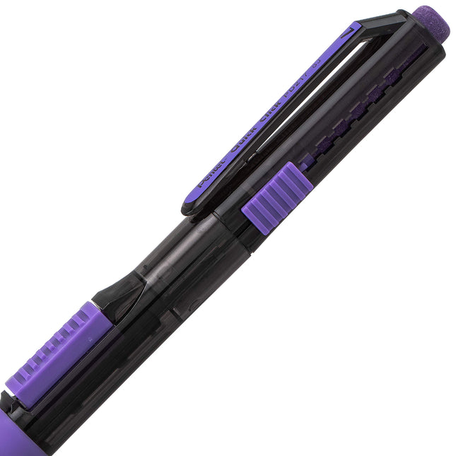 Crayon Porte-mine Pentel Quick Click Pop PD217AV Mine 2B 0,7 mm Corps Noir avec Finition Violette (Lot de 12)