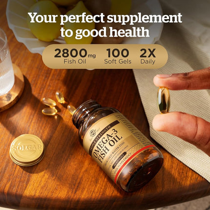 Solgar Omega-3 Triple Strength 950 mg Softgels - Pack of 100 - High Potency Fish Oil Supplement - Supports Heart, Brain and Eye Health