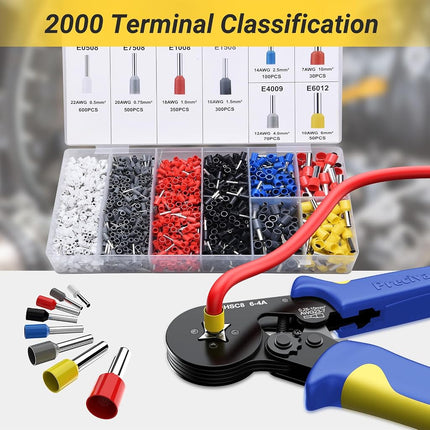 Preciva Ferrule Crimping Tool with 2000Pcs Wire Connectors, AWG23-7