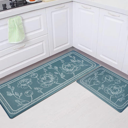 Kitchen Floor Mat Set of 2, Anti Fatigue Kitchen Mat 17"x47"+17"x29"