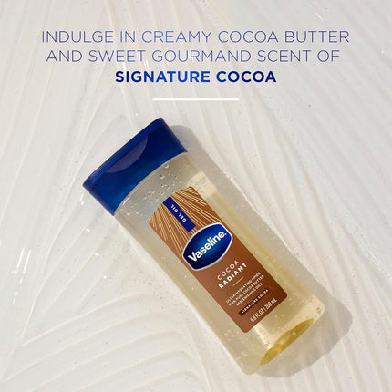 Vaseline Intensive Care Cocoa Radiant Pack of 3 for Glowing Skin Body Gel Oil Made with Pure Cocoa Butter + Replenishing Oils 6.8 oz