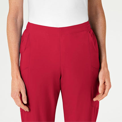WonderWink 5155XREDT1X W123 Women's Flat Front Double Cargo Pant, Red, Extended-1X Size
