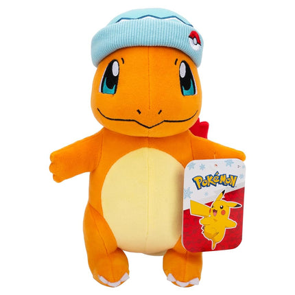 Pokemon 2025 8 Inch Charmander Holiday Christmas Plush with Winter Hat Accessories - Officially Licensed - Generation 1 Starter - Stuffed Toy Figure - Stocking Filler Gift Kids Boys